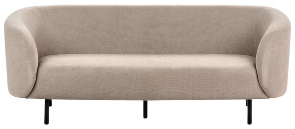 Sedacia súprava sivobéžová polyester látkové čalúnenie čierne kovové nohy zaoblený tvar 2 pohovky kreslo moderný art deco štýl obývačka