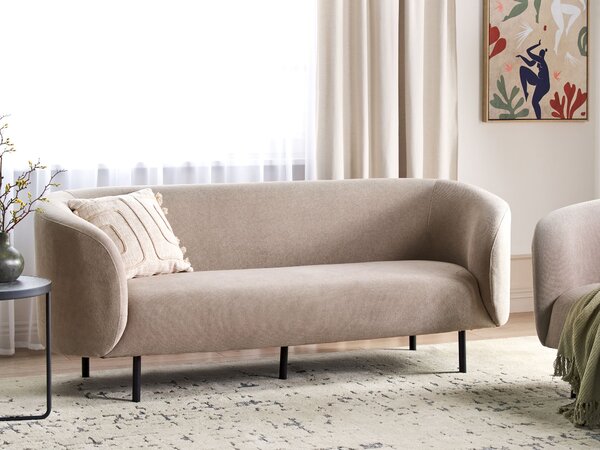 3-miestna pohovka sivobéžová polyester látkové čalúnenie čierne kovové nohy zaoblený tvar moderný art deco štýl obývačka