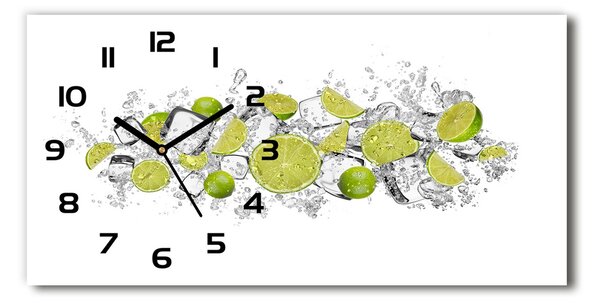Vodorovné Sklenené hodiny na stenu Limetka kocky ľadu