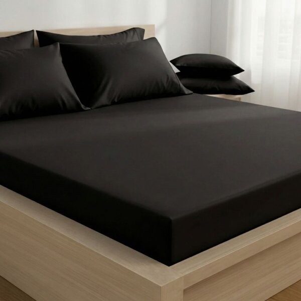 Kvalitex Saténové prestieradlo s gumou čierne 80x200cm