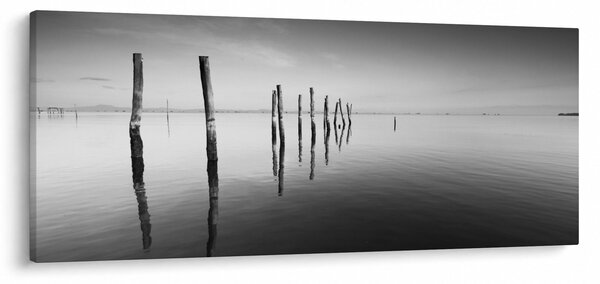 Obraz čiernobielej vodnej hladiny (120x50 cm)