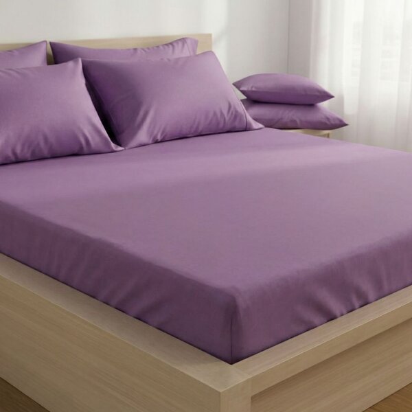Kvalitex Saténové prestieradlo s gumou fialové 80x200cm