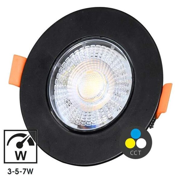 Vstavané výklopné LED kruhové svietidlo čierne (LED-YL201/7W/CCT/CR)