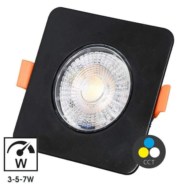 Vstavané výklopné LED hranaté svietidlo čierne (LED-YL202/7W/CCT/CR)