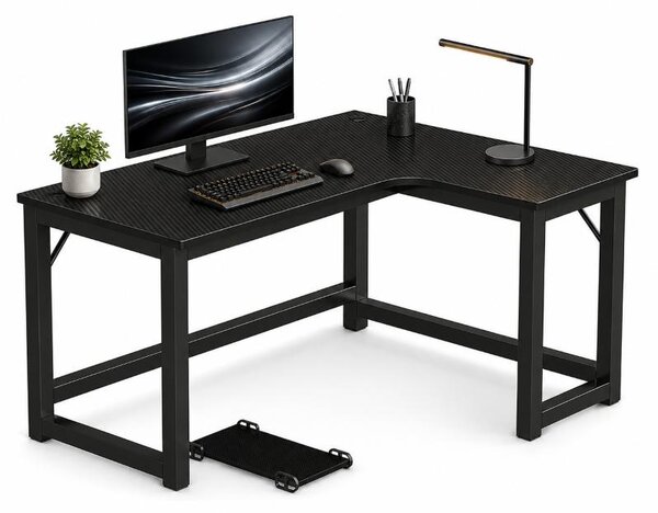 Rohový Herný Počítačový Stôl Veľký Moderný Čierny Loft 140 Cm
