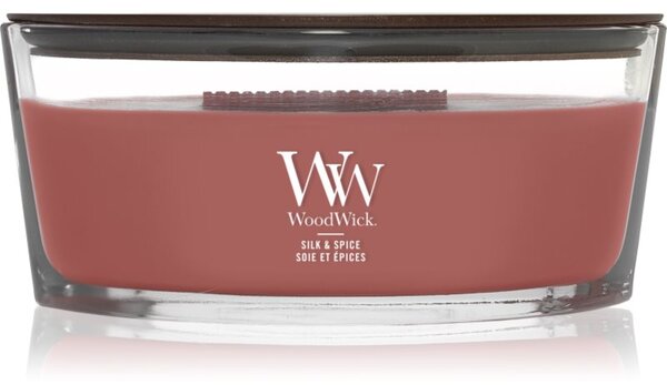 Woodwick Silk & Spice vonná sviečka s dreveným knotom 453.6 g