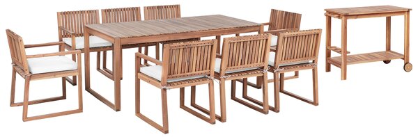 Sada 8 podsedákov na záhradné stoličky krémová biela polyester látka odolná voči UV žiareniu podušky na sedenie