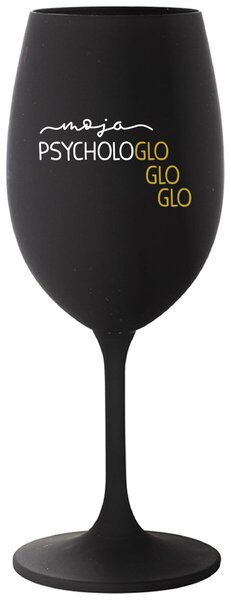 Čierny pohár na víno 350 ml - MOJA PSYCHOLOGLOGLOGLO