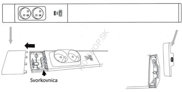 LED podlinkové svietidlo so zásuvkami a USB 18W (TL3191-LED18W)