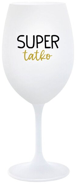Biely pohár na víno 350 ml - SUPER TÁTA