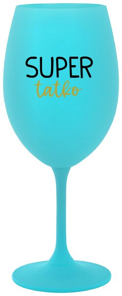 Tyrkysový pohár na víno 350 ml - SUPER TÁTA