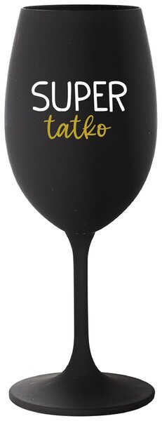 Čierny pohár na víno 350 ml - SUPER TÁTA