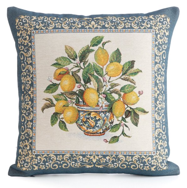 GOBELÍNOVÁ DEKORAČNÁ OBLIEČKA NA VANKÚŠ LEMON 45X45 CM VZOROVANÁ