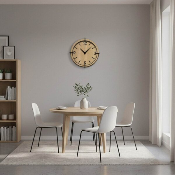 Drevené nástenné hodiny s 3D číslami | Moderný dizajn do interiéru | SENTOP HDF0601-MAPLE