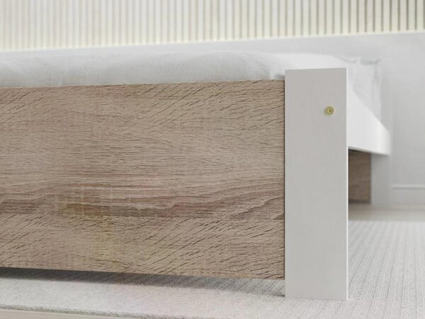Posteľ IKAROS 80 x 200 cm, biela/dub sonoma Rošt: Bez roštu, Matrac: Bez matraca