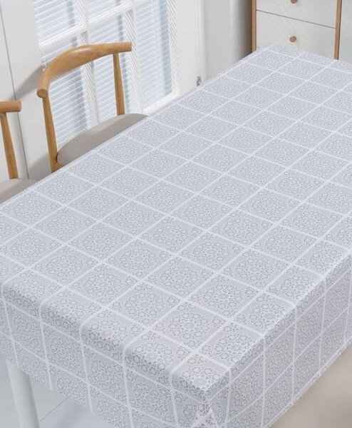 Obrus PVC 3581438, metráž, 20 m x 140 cm, štvorčeková čipka s dekorom, IMPOL TRADE