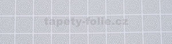 Obrus PVC 3581438, metráž, 20 m x 140 cm, štvorčeková čipka s dekorom, IMPOL TRADE