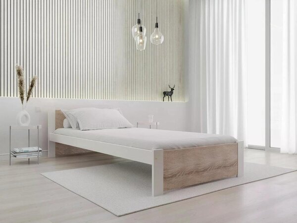 Posteľ IKAROS 80 x 200 cm, biela/dub sonoma Rošt: Bez roštu, Matrac: Bez matraca
