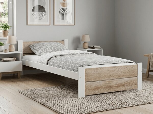 Posteľ IKAROS DOUBLE 80 x 200 cm, biela/dub sonoma Rošt: Bez roštu, Matrac: Bez matraca