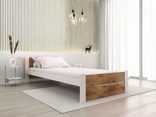 Posteľ IKAROS DOUBLE 80 x 200 cm, biela/dub artisan Rošt: Bez roštu, Matrac: Bez matraca