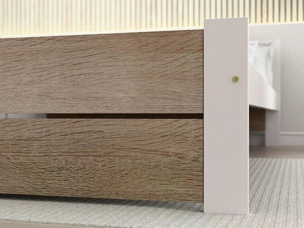 Posteľ IKAROS DOUBLE 80 x 200 cm, biela/dub sonoma Rošt: Bez roštu, Matrac: Bez matraca