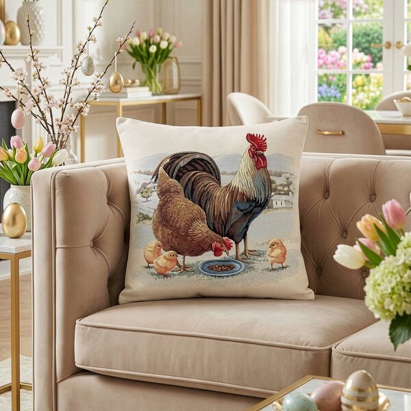 GOBELÍNOVÁ DEKORAČNÁ OBLIEČKA NA VANKÚŠ FOWL 45X45 CM VZOROVANÁ