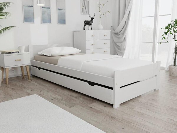 Posteľ IKAROS DOUBLE 80 x 200 cm, biela Rošt: Bez roštu, Matrac: Bez matraca