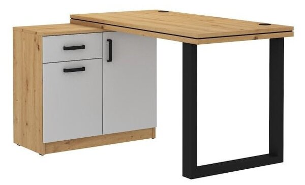 Písací stôl so skrinkou MABAKA 2 - dub artisan / šedý