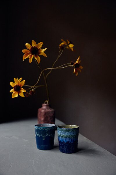Kameninový hrnček 70's Van Gogh / Starry Night – set 2 ks, 200 ml