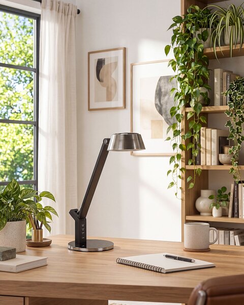 LED stolová lampa mosadzná kovová kancelárska lampa s nastaviteľným ramenom a stmievačom USB port