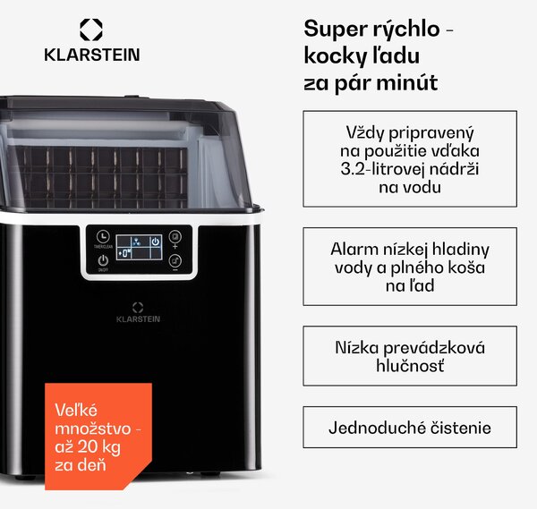 Klarstein Chios, výrobník ľadu, 20 kg/24 h, Auto-Clean, nádrž 3,2 l