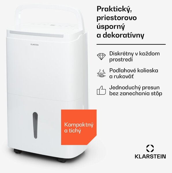 Klarstein DryFy Connect 50 Smart, Odvlhčovač vzduchu, WiFi, Kompresný, 50l / d, 45-55m², Biela