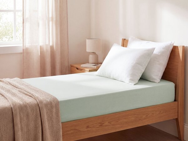 Napínacie prestieradlo svetlozelené bavlnené 90 x 200 cm elastické okraje klasická posteľná plachta textílie do spálne