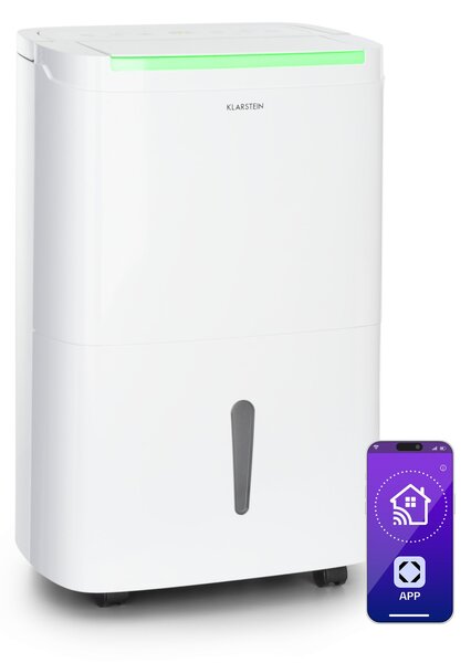 Klarstein DryFy Connect 50 Smart, Odvlhčovač vzduchu, WiFi, Kompresný, 50l / d, 45-55m², Biela