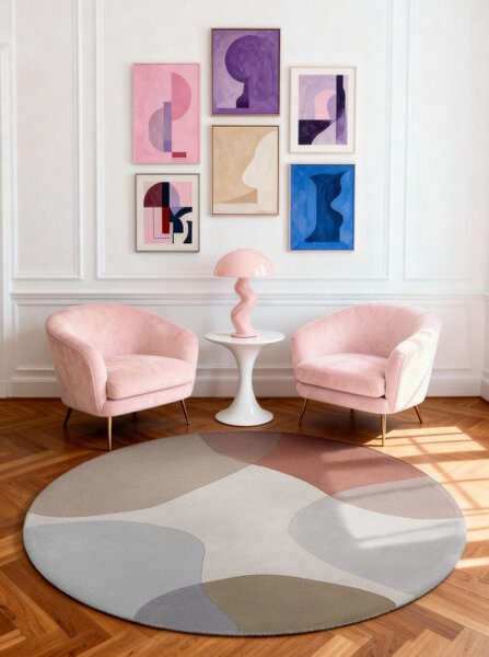 Koberec Ted Baker Hackney Clarissa modrý / béžový kruh