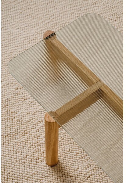Konferenčný stolík so sklenenou doskou v prírodnej farbe 55x105 cm Kob – noo.ma