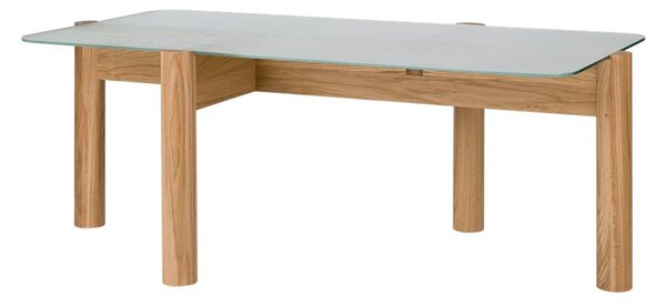 Konferenčný stolík so sklenenou doskou v prírodnej farbe 55x105 cm Kob – noo.ma