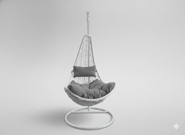 Závesné kreslo ELEGANT biele / tmavosivé FAT1167