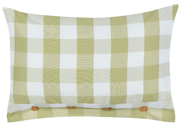 Dekoratívny vankúš zelená látka 40 x 60 cm károvaný vzor štýl chaty textil doplnky