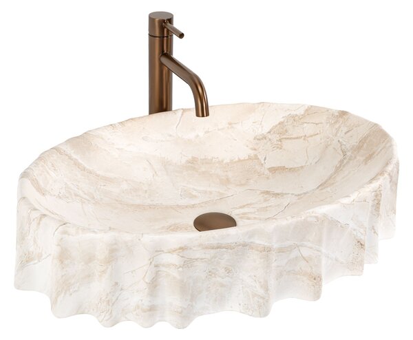 Rea Aurelia Reno, umývadlo na dosku 600×400×140 mm, béžová matná – imitácia kameňa, REA-U3505