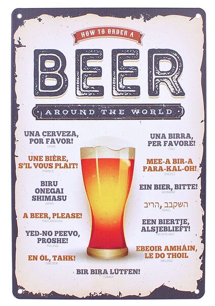 Tabuľa plechová Retro Beer (dekoračná tabuľka 30 x 20cm)
