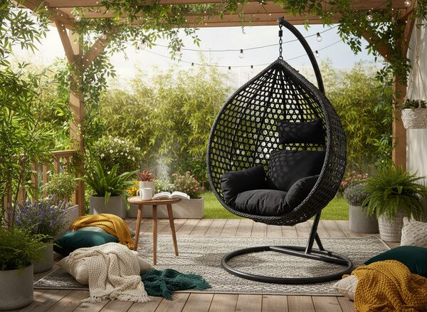 Závesné kreslo RELAX čierne FAT4828