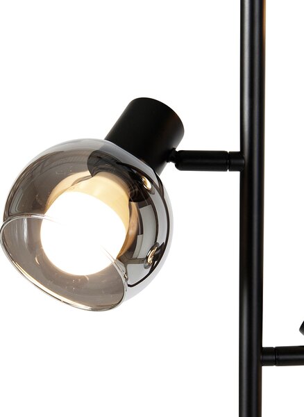 Inteligentná stojaca lampa čierna s dymovým sklom vrátane 3 Wifi P45 - Vidro