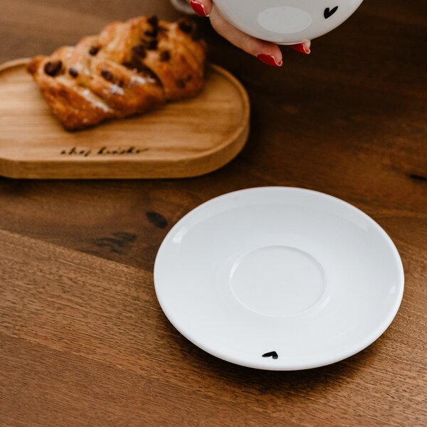 Porcelánová podšálka Čierne srdce 15 cm