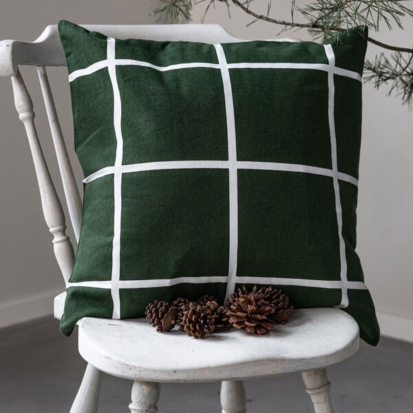 Bavlnená obliečka na vankúš Green Checkered 48 × 48 cm