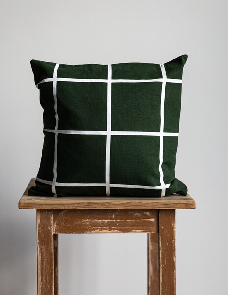 Bavlnená obliečka na vankúš Green Checkered 48 × 48 cm