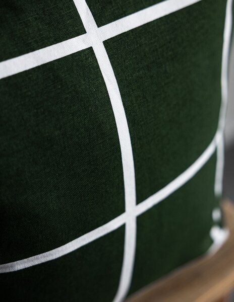 Bavlnená obliečka na vankúš Green Checkered 48 × 48 cm