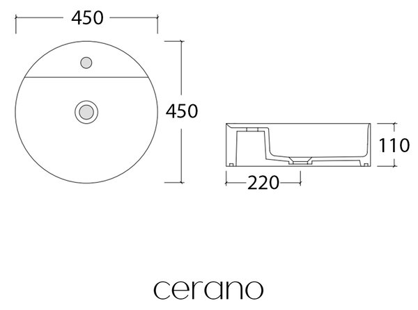 CERANO - Umývadlo keramické - na dosku - Lario - biela lesklá - Ø 45 cm