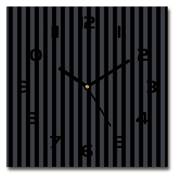 Sklenené hodiny štvorec Čiernošedé pásky