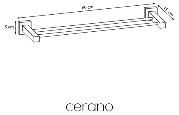 CERANO - Nástenný dvojitý držiak na uteráky Polo - chróm - 60 cm